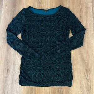 NWOT CATHERINE MALANDRINO Snakeskin Print Long Sleeve Shirt Top - M - Blue Black